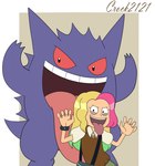 big_tongue bleh duo female feral hair making_faces male multicolored_hair screaming taunting teasing tongue tongue_out crock2121 amphibia_(series) disney nintendo pokemon molly_jo_(amphibia) generation_1_pokemon gengar human mammal pokemon_(species) 2022 crossover hi_res