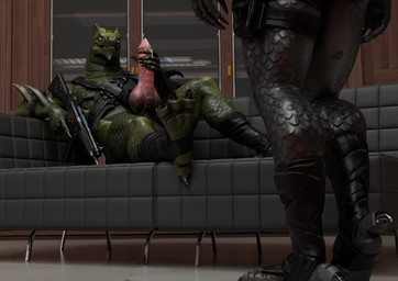 4_claws 4_toes 5_claws 5_fingers 9mm alternate_color anthro armband armwear aroused athletic athletic_anthro athletic_male balls bandage bandaged_leg belt belt_pouch bent_leg big_knot big_penis biped black_armband black_armwear black_clothing black_gloves black_handwear black_legwear black_topwear bodily_fluids bottomless bottomless_anthro bottomless_male cabinet claws closed_smile clothed clothing cum cum_drip cum_on_hand cum_on_penis dripping duo empty_eyes erection feet finger_claws fingers footwear furniture genital_fluids genitals glans gloves glowing glowing_eyes gradient_penis green_balls green_body green_scales grey_body grey_scales grin gun hand_on_own_penis hand_on_penis handwear holding_gun holding_object holding_penis holding_ranged_weapon holding_weapon humanoid_genitalia humanoid_penis hybrid_genitalia hybrid_penis imminent_sex inside knot knotted_humanoid_penis knotted_penis leather leather_strap leg_pouch legband legwear living_room low-angle_view lying lying_on_sofa male male/male markings masturbation mostly_nude mostly_nude_anthro mostly_nude_male mouth_closed mp5 muscular muscular_anthro muscular_male narrowed_eyes non-canine_knot nude_male on_back on_sofa orange_eyes penile penile_masturbation penis pink_glans pink_knot pink_penis presenting presenting_penis ranged_weapon rifle scales sharp_teeth shuriken smile socks sofa solo spikes spikes_(anatomy) spots spotted_body spotted_scales spreading stirrup_legwear stirrup_socks straps submachine_gun tapering_glans teeth thick_thighs toe_claws toes topwear torn_clothing torn_topwear weapon mcfizzyd_(nuthead101) junatah_(modeler) epic_games fortnite heckler_and_koch mythology hybrid_(fortnite) dragon lizard mythological_creature mythological_scalie reptile scalie wingless_dragon 2024 3d_(artwork) absurd_res blender_(artwork) digital_media_(artwork) hi_res