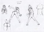 all_fours anthro athletic athletic_female breasts butt butt_shot crouching female genitals hair hair_bun long_hair multiple_poses nipples nude ponytail pose pussy solo standing stretching text xefino lily_winsor felid mammal pantherine snow_leopard absurd_res bust_portrait english_text hi_res monochrome portrait sketch traditional_media_(artwork)