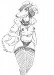 accessory anthro areola big_areola biped black_nose breasts chest_tuft clothed clothing cross curled_tail erect_nipples eyelashes female fishnet_clothing fishnet_legwear floppy_ears fluffy fluffy_tail front_view fur garter hair hand_on_hip humanoid_hands inner_ear_fluff jacket jewelry leg_tuft legwear long_mouth long_snout looking_at_viewer looking_away medium_breasts messy_hair neck_garter nipples open_clothing open_jacket open_topwear panties pose puffy_nipples rolled_up_sleeves short_hair simple_background snout solo standing tail topwear tuft underwear white_background pseudosharp borzoi canid canine canis domestic_dog hunting_dog mammal sighthound 2017 graphite_(artwork) greyscale line_art monochrome pinup portrait three-quarter_portrait traditional_media_(artwork)