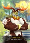 abs angry anthro anthrofied barazoku belly biceps big_biceps big_chest big_horn big_muscles big_nipples biped black_nose blurred_background brown_arms brown_horn brown_nipples brown_pubes countershade_face countershading cross-popping_vein crossed_arms daddyfication dialogue dialogue_box empty_eyes exclamation_point fur gameplay_mechanics gradient_horn green_body green_ears green_face green_fur gui horn judgement judgemental_look judging leaf looking_at_viewer male manly multicolored_body multicolored_face multicolored_fur muscular muscular_anthro muscular_arms muscular_male nature nature_background navel nipples orange_body orange_face orange_fur orange_horn outside pecs plant pubes pubes_exposed solo stairs standing tail talking_to_viewer tan_tail text tree trunk tuft two_tone_arms two_tone_tail white_arms white_belly white_body white_chest white_countershading white_face white_tail yellow_body yellow_fur yellow_horn yellow_sclera solard0gg0 genshin_impact mihoyo moon_carver adeptus_(genshin_impact) deer mammal 2024 absurd_res digital_media_(artwork) english_text hi_res signature