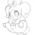 anthro clothing female fur genitals hair looking_at_viewer panties pussy ribbons solo translucent translucent_clothing translucent_panties translucent_underwear underwear kyuubi360 himitsu_no_cocotama hirake!_cocotama ribbon_(cocotama) cocotama mammal 1:1 black_and_white monochrome sketch