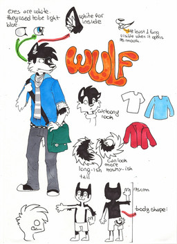 anthro clothing fangs fluffy_ears fur male open_mouth solo tail teeth text toony white_body white_eyes white_fur herutastic english_text model_sheet