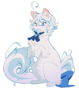 4_toes accessory ahoge blue_eyes bow_ribbon curly_hair feet female fur furgonomics grey_body grey_fur grey_hair hair on_hind_legs ribbons short_hair simple_background solo tail tail_accessory tail_bow tail_ribbon toes white_background serafelis genshin_impact mihoyo furina_(genshin_impact) domestic_cat felid feline felis mammal 2025