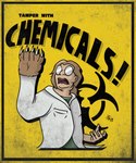 biohazard_background biohazard_symbol clothing coat eyewear glasses hair hazard_symbol lab_coat male paws poster poster_template screaming solo symbol text topwear str8aura-no-not-that-one bear human mammal 5:6 absurd_res hi_res