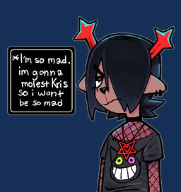 alternative_fashion angry annoyed anthro antlers black_choker black_clothing black_eyeshadow black_hair black_jewelry black_necklace black_nose black_shirt black_text_box black_topwear brown_body choker clothed clothed_anthro clothed_female clothing dialogue dialogue_box ear_piercing ear_ring ears_outwards eyeshadow female female_anthro fishnet_clothing fishnet_topwear flat_chested furrowed_eyebrows hair hair_over_eye horn jewelry makeup medium_hair name_drop narrowed_eyes necklace occult_symbol pentagram pentagram_necklace piercing pivoted_ears pointy_ears prick_ears print_clothing print_shirt print_t-shirt print_topwear red_antlers ring_piercing shirt simple_background slim_anthro slim_female solo symbol t-shirt text text_box topwear transparent_background unimpressed white_text 1her0 deltarune tails_gets_trolled undertale_(series) dess_holiday friend_(deltarune) deer mammal 2026 aliasing alpha_channel digital_media_(artwork) english_description english_text half-length_portrait meme portrait
