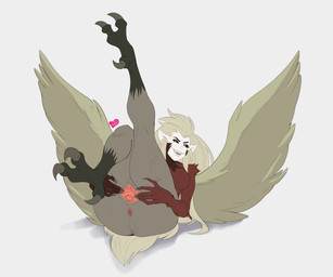 anus avian_feet black_sclera breasts claws eyelashes feathers female front_view genitals green_eyes grey_background grey_body grey_claws grey_feathers grey_hair hair humanoid_pointy_ears legs_up long_hair looking_at_viewer lying nude on_back open_mouth open_smile pale_skin pink_anus pink_vulva pointy_ears red_body red_feathers simple_background smile solo spread_vulva spreading thick_thighs vulva wide_hips wings nagainosfw disney the_owl_house eda_clawthorne animal_humanoid avian avian_humanoid humanoid winged_humanoid witch_(the_owl_house) 2024 hi_res