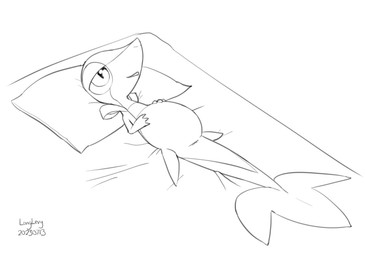 bed bodily_fluids cum cum_inflation cum_inside furniture genital_fluids inflation lying male on_back satisfied solo longlevy nintendo pokemon generation_5_pokemon pokemon_(species) snivy monochrome story story_at_source story_in_description