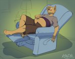 5_fingers anthro armchair button_(fastener) button_pop cast_shadow chair clothing exposed_belly eyes_closed eyewear fingers furniture glasses gradient hand_on_belly lamp looking_pleasured male navel one_tone overweight overweight_anthro overweight_male plant reclining reclining_pose shadow simple_background sitting sitting_on_armchair solo tongue tongue_out unbuttoned unbuttoned_shorts visible_underwear wardrobe_malfunction kittydee canid canine canis mammal wolf 2023 shaded simple_shading