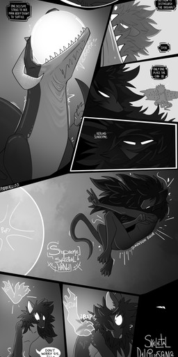 ambiguous_gender anthro attempted_vore barrier big_hair dark_body dark_hair dialogue disembodied_hand duo empty_eyes feral fight floating ghost_hand hair internal_dialogue magic magic_user nude nude_anthro nude_female panel_skew sitting teeth teleportation text vore white_eyes pankallisti circe_(pankallisti) medea_(pankallisti) sundeipne_(pankallisti) behir lich lizard mammal murid murine rat reptile rodent scalie undead absurd_res comic english_text hi_res monochrome daughter_(lore) mother_(lore) mother_and_child_(lore) mother_and_daughter_(lore) parent_(lore) parent_and_child_(lore) parent_and_daughter_(lore)