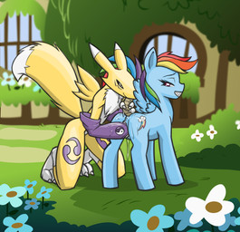anthro anthro_on_feral anus armwear bestiality black_sclera blue_body blue_feathers blue_fur bodily_fluids bridal_gauntlets butt clothing countershading cum cutie_mark dipstick_tail duo feathered_wings feathers female feral fisting fur genital_fluids genitals hair leg_markings lost_my_keys markings multicolored_body multicolored_fur multicolored_hair multicolored_tail nude penetration purple_markings rainbow_hair tail tail_markings two_tone_body two_tone_fur two_tone_tail vaginal vaginal_fisting vaginal_fluids vaginal_penetration vulva white_body white_fur white_tail wings yellow_body yellow_fur yellow_tail yin_yang anonymous_artist bandai_namco digimon friendship_is_magic hasbro my_little_pony mythology rainbow_dash_(mlp) canid canine digimon_(species) equid equine mammal mythological_creature mythological_equine pegasus renamon crossover