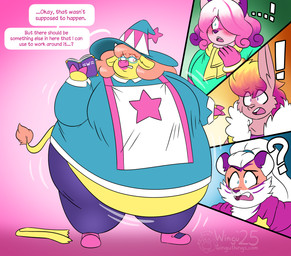 after_transformation blush book exclamation_point female female/female group overweight overweight_female question_mark spellbook weight_gain winguthings super_lesbian_animal_rpg allison_goleta claire_higsby jodie_caldwell melody_amaranth bovid bovine canid canine cattle felid fox lagomorph leporid mammal pantherine rabbit tiger 2025 absurd_res hi_res trans_(lore) trans_woman_(lore)