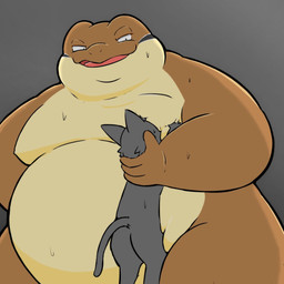 anthro belly butt duo kemono male male/male male_dominating_male moobs nipple_fetish nipple_play nipple_suck nude overweight size_difference smug sucking sirataki486 amphibian domestic_cat felid feline felis frog mammal hi_res