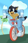 5_fingers aged_down anthro bicycle biped blue_body blue_fur cloud day eyebrows featureless_crotch fingers fur male nude open_mouth open_smile outside plant riding_bike sky smile solo tail teeth tongue tree vehicle yellow_body yellow_fur young young_anthro young_male moronileon bluey_(series) bandit_heeler australian_cattle_dog canid canine canis cattledog domestic_dog herding_dog mammal pastoral_dog 2023 digital_media_(artwork) hi_res