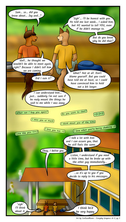 adolescent anthro bag border clothed clothing dialogue duo male relationship school text texting white_border young confusedraven dave_(confusedraven) sam_(confusedraven) canid canine canis domestic_dog equid equine horse mammal 4:7 absurd_res comic english_text hi_res