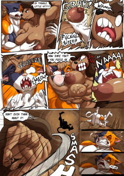 angry anthro areola armpit_hair big_areola big_breasts big_muscles big_nipples big_penis blush body_hair breast_grab breast_squeeze breasts cave dialogue dominant dominant_female duo eye_poke female fight fingernails foreskin genitals hair hairy hand_on_breast licking long_hair male male/female muscular muscular_anthro muscular_female muscular_male nails nipples nude nude_anthro nude_female nude_male pain penis penis_grab pin_down pubes retracted_foreskin sharp_teeth shocked squeezed squeezing surprised teasing teeth text throwing tongue toss tossing unusual_teeth vein veiny_penis g4rron adventure_time cartoon_network epic_games fortnite meowscles samantha_(adventure_time) canid canine canis domestic_cat domestic_dog felid feline felis mammal absurd_res comic english_text hi_res