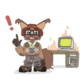 anthro clothing computer electronics female fire nerd solo prostokvashino tama-tama hybrid