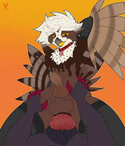 anal anal_penetration animal_genitalia animal_penis anthro anus arm_warmers armpit_fetish armpit_play armwear balls beak big_balls big_butt big_penis butt butt_grab canine_genitalia canine_penis claws clothing collar cowgirl_position duo erection feathers femboy food from_front_position genitals hand_on_butt hand_on_hip hand_on_leg hand_on_thigh legwear licking licking_lips looking_down lying male male/male muscular on_back on_bottom on_top penetration penile penile_penetration penis penis_tip sex sheath spread_butt spreading tail thigh_highs tongue tongue_out transformation cutefckngbunny nintendo pokemon ceilo_(wafflezcol) avian bird food_creature generation_5_pokemon owl pokemon_(species) pulsatrix spectacled_owl true_owl zoroark absurd_res hi_res