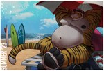 anthro beach beach_chair beach_towel beach_umbrella belly beverage_can big_belly big_pecs black_nipples black_pawpads blue_sky chair clothing cloud cooler eyewear eyewear_on_head feet footwear fur furniture green_clothing green_speedo green_swimwear hair hands_behind_head ice male multicolored_body multicolored_fur musclegut muscular navel nipples on_chair outside parasol pawpads paws pecs pool_float sand sandals sea seaside shoes sitting sky slightly_chubby soles solo speedo stare striped_body striped_fur stripes summer sunglasses sunglasses_on_head surfboard swimwear text towel two_tone_body two_tone_fur under_umbrella water white_body white_fur white_hair yellow_body yellow_fur cobaltgrande asyr felid mammal pantherine tiger dated english_text hi_res