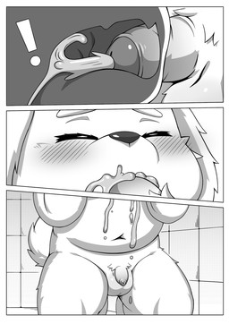 anthro bent_legs blush bodily_fluids drinking drinking_urine duo eyes_closed fellatio flaccid foreskin fur genital_fluids genitals humanoid_genitalia humanoid_penis internal internal_oral kneeling male male/male male_peeing mismatched_genitalia mismatched_humanoid_penis mismatched_penis navel nude_male oral overweight overweight_male peeing peeing_in_mouth peeing_inside penile penis sex shower shower_sex tail urine urine_in_mouth urine_on_chest watersports white_body white_fur satanbear canid canine canis domestic_dog mammal 2025 comic greyscale hi_res monochrome