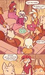 anthro board_game brown_hair cabin canid canine canis clothed clothing comic conditional_dnp deer digital_media_(artwork) domestic_dog female female_anthro first_page funkybun furniture group hair hollie_(funkybun) inside lesley_(funkybun) male male_anthro mammal red_hair robin_(funkybun) sleeping_bag sofa text trans_(lore) trans_woman_(lore)