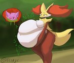 amber_eyes ambiguous_anthro ambiguous_gender ambiguous_prey anthro anthro_pred anthro_prey arrow_pointing_to_belly belly belly_overhang belly_rolls belly_squish big_belly big_breasts big_butt big_ears big_tail biped black_eyebrows blorp blurred_background bodily_fluids bodily_noises breasts butt cheek_tuft closed_smile contextual_arrow cross-eyed day detailed_background digestion digestion_noises directional_arrow dirt_path dripping duo eye_roll eyebrows eyewear facial_tuft fatal_vore featureless_breasts female female_anthro female_pred fluffy fluffy_tail forest forest_background fully_inside glasses gooey_digestion green_text grey_text hair half-closed_eyes hand_on_belly hand_on_own_belly holding_belly huge_belly huge_butt imminent_death inner_ear_fluff inside_stomach internal looking_at_belly looking_at_own_belly looking_at_self looking_down looking_down_at_belly looking_down_at_self motion_lines mouth_closed narrowed_eyes nature nature_background navel nude nude_anthro nude_female onomatopoeia outside partially_submerged pink_eyes pink_hair plant pupils rumbling_stomach short_hair slosh sloshing_belly smile snout soft_vore sound_effects squish standing stomach_acid tail text thick_thighs three-quarter_view tree tuft twitter_handle vore wearing_glasses wide_hips tcsrjx nintendo pokemon sugar_(enhancedsugar) canid delphox domestic_cat felid feline felis generation_6_pokemon mammal pokemon_(species) 2024 absurd_res artist_name digital_media_(artwork) digital_painting_(artwork) english_description english_text hi_res shaded male_(lore)