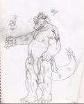 anthro belly flaccid genitals male manly musclegut muscular overweight penis simple_background slightly_chubby tail white_background vanshart mythology lok_the_dragon dragon mythological_creature mythological_scalie scalie hi_res sketch