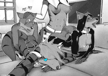 animal_print anthro breasts cow_print eyewear female female/female glasses group group_sex heart_eyes heart_symbol male male/male nipples pasties sex tail arcsuh adiyah_(arcsuh) lizzy_(arcsuh) lynn_(arcsuh) zeek_(arcsuh) mammal procyonid raccoon absurd_res comic hi_res incest_(lore)
