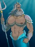 abs armor beard big_pecs body_hair bracers brown_eyes chest_hair crown epaulet facial_hair fist gold_(metal) hair headgear javier_bardem jewelry lips male melee_weapon mermaid_tail moobs navel nipples nude pecs polearm scales solo sparkles split_form tail trident underwater waist waist_fins water weapon white_beard white_facial_hair white_hair frankly-art disney the_little_mermaid the_little_mermaid_(1989) the_little_mermaid_(2023) king_triton_(disney) animal_humanoid humanoid marine marine_humanoid merfolk hi_res