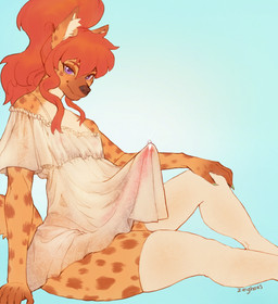 5_fingers anthro big_penis biped bodily_fluids brown_body brown_fur brown_nose brown_spots claws clothed clothing countershade_fur countershade_torso countershading crossdressing dress erection femboy fingers footwear fur genital_fluids genitals green_claws hair hand_on_knee hand_on_leg inner_ear_fluff legwear long_hair looking_at_viewer male markings mouth_closed multicolored_body multicolored_fur penis pose precum precum_bead precum_through_clothing purple_eyes red_hair red_penis side_view simple_background sitting smile smiling_at_viewer socks solo spots spotted_body spotted_fur sundress tenting thigh_highs thigh_socks translucent translucent_clothing translucent_dress tuft wet wet_clothing white_body white_clothing white_countershading white_footwear white_fur white_inner_ear_fluff white_socks zeighous kejah hyena mammal spotted_hyena 2025 hi_res signature