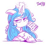 blue_hair bracelet container cup drinking eye_bags female hair hooves horn jewelry mug pink_eyes simple_background solo text tired white_background jowybean hasbro mlp_g5 my_little_pony mythology izzy_moonbow_(mlp) equid equine mammal mythological_creature mythological_equine unicorn absurd_res english_text hi_res