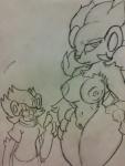 age_difference anthro anthrofied areola blush breasts clothed clothing duo fangs female fur genitals male navel nipples nude open_mouth pokemorph pussy teeth thick_thighs tongue young young_anthro jaydademon nintendo pokemon felid generation_4_pokemon luxray mammal pokemon_(species) hi_res