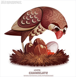 ambiguous_gender brown_eyes candy chocolate dessert egg feathered_wings feathers feral food fruit humor nest plant pun simple_background solo strawberry text visual_pun white_background wings piper_thibodeau kinder accipitrid accipitriform avian bird food_creature digital_media_(artwork) digital_painting_(artwork) painting_(artwork) url