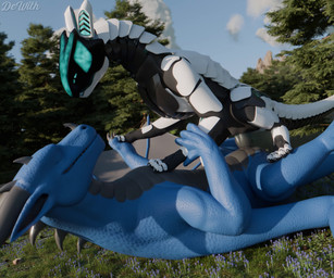 animal_genitalia animal_penis armor blue_body blue_eyes bodily_fluids close-up cloud cum cum_in_vagina cum_inside detailed_background dominant dominant_female duo evergreen_tree eyes_closed face_lick female female_on_top feral feral_on_feral feral_penetrated feral_penetrating feral_penetrating_feral flower forest forest_background genital_fluids genital_slit genitals glowing glowing_fluid glowing_genitalia hand_holding horn implied_orgasm knot knotted_penis knotting lake licking looking_at_another looking_pleasured lying machine male male/female male_on_back male_on_bottom membrane_(anatomy) membranous_wings mountain mouth_closed narrowed_eyes nature nature_background nuzzling on_back on_bottom on_top open_mouth orgasm paws penetration penile penile_penetration penis penis_in_vagina pine_tree plant plate plate_armor rough_sex sex smug smug_face submissive submissive_male tail tail_motion tongue tongue_out tree vaginal vaginal_penetration visor vulva wings dewith arceronth_(modeler) jl017_(sound) european_mythology mythology syrazor wi_(dewith) dewi_(species) dragon mythological_creature mythological_scalie reptile robot scalie western_dragon wingless_dragon 3d_(artwork) 3d_animation 6:5 animated blender_(artwork) digital_media_(artwork) hi_res long_playtime sound