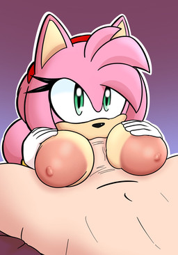 accessory anthro areola big_breasts bracelet breast_play breasts clothing duo eyelashes fellatio female front_view fur genitals gloves gloves_only green_eyes hair hair_accessory hairband handwear handwear_only head_tuft jewelry male male/female mostly_nude nipples nude oral penile penis pink_areola pink_body pink_fur pink_hair pink_nipples purple_background sex short_hair simple_background tan_body tan_fur tan_skin titfuck titfuck_fellatio tuft white_clothing white_gloves white_handwear xenrevv sega sonic_the_hedgehog_(series) amy_rose eulipotyphlan hedgehog human mammal hi_res