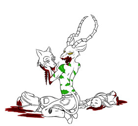 back_groove bad_end blank_stare blood blood_on_mouth blood_puddle blouse bodily_fluids bottomwear clothed clothing content corpse dead_eyes death decapitation dress eye_bags eyes_closed fatal_vore female female_death female_prey gore group hard_vore holding_head horn killing licking licking_lips looking_at_viewer male male_death male_pred male_prey morbid nightmare_fuel pants pattern_bottomwear pattern_clothing pattern_pants role_reversal severed_body_part severed_head smile snuff spine striped_bottomwear striped_clothing striped_pants stripes suspenders tattoo tongue tongue_out topless topless_male topwear trio vore yellow_eyes e254e beastars haru_(beastars) legoshi_(beastars) melon_(beastars) antelope bovid canid canine canis domestic_rabbit dwarf_rabbit felid gazelle hybrid lagomorph leopard leporid mammal oryctolagus pantherine rabbit wolf digital_media_(artwork) hi_res