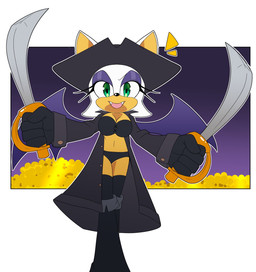 anthro bikini_pirate boots clothing female footwear melee_weapon pirate pirate_coat pirate_hat shoes solo sword weapon traumatize sega sonic_the_hedgehog_(series) rouge_the_bat bat mammal hi_res
