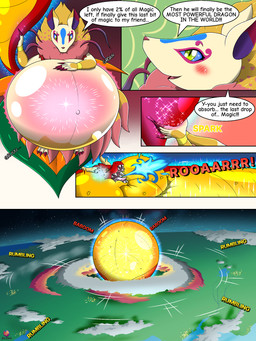 belly big_belly black_outline blue_fire blue_glow blushlines cheek_bulge colored_fire dialogue fire huge_belly hyper hyper_belly hyper_cheeks hyper_inflation inflation logo motion_lines onomatopoeia outline roaring rumbling sound_effects text blaueseele asian_mythology east_asian_mythology japanese_mythology level-5 mythology yo-kai_watch kyubi_(yo-kai_watch) dragon mythological_creature mythological_scalie scalie yokai 2025 3:4 absurd_res artist_logo artist_name comic dated english_text hi_res sequence