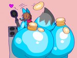 anthro big_butt butt cooking cookware female food food_on_butt frying_pan huge_butt hyper hyper_butt kitchen_utensils pancake solo thick_thighs tools wide_hips dahliathefox wolfy_(dahliathefox) canid canine canis mammal wolf