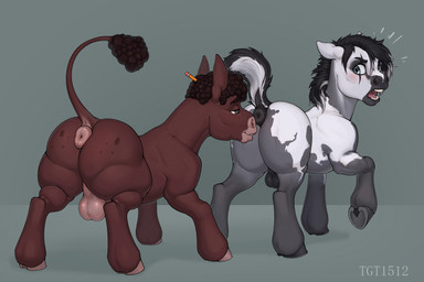 afro anus balls big_butt black_balls black_hair blush brown_body brown_fur brown_hair butt butt_sniffing duo embarrassed equine_anus feral fur genitals grey_body grey_eyes grey_fur hair hooves horseshoe long_ears looking_at_another male male/male male_feral mottled mottled_body mottled_fur multicolored_body open_mouth penile piebald piebald_body piebald_fur pink_balls pink_tongue puffy_anus raised_tail rear_view simple_background smile sniffing spots spotted_butt tail tail_anus teeth thick_thighs tongue two_tone_body two_tone_tail white_body white_fur white_hair conditional_dnp tgt1512 hasbro my_little_pony tega_(tgt1512) earth_pony equid equine horse hybrid mammal mule pony digital_media_(artwork) hi_res