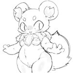 4_fingers anthro blush breasts cheek_tuft chest_tuft eyebrows facial_tuft female fingers fluffy fluffy_tail genitals inner_ear_fluff navel neck_tuft nipples pupils pussy round_ears slit_pupils solo standing tail tuft nezumickey amus_(nezumickey) mammal rodent sciurid tree_squirrel 1:1 2021 hi_res monochrome