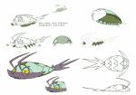 8_legs ambiguous_gender multi_leg multi_limb simple_background solo text white_background yellow_sclera nintendo pokemon generation_7_pokemon pokemon_(species) wimpod absurd_res concept_art hi_res japanese_text model_sheet official_art