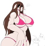 anthro big_breasts big_hands bikini blush breasts brown_hair clothing ellipsis empty_eyes female fur hair huge_breasts male shadowed_eyes simple_background solo swimwear thick_thighs two-piece_swimsuit wide_hips sssonic2 third-party_edit fullmetal_alchemist alphonse_elric edward_elric nina_tucker canid canine canis chimera domestic_dog human hybrid mammal tucker_chimera_(fma) absurd_res digital_media_(artwork) hi_res