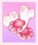 barefoot border digitigrade feet foot_fetish foot_focus fur heart_(marking) heart_symbol markings pawpads paws pink_pawpads raised_paw soles solo toes white_body white_border white_feet white_fur koshkame nefitail 5:6 absurd_res hi_res