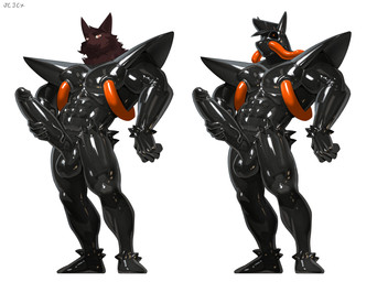 anthro armor balls beard big_penis black_bodysuit black_clothing black_latex black_skinsuit bodysuit brown_body brown_fur clothed clothed_anthro clothed_male clothing condom_suit drone facial_hair fur gas_mask genitals holding_penis huge_penis latex latex_bodysuit latex_clothing latex_skinsuit male mask muscular muscular_anthro muscular_male mustache orange_eyes penis skinsuit solo tight_clothing wearing_mask cxcxxcxxxx cheshire_(orificehours) canid canine canis domestic_dog mammal 2026 absurd_res hi_res
