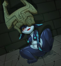 anus areola armor black_body blue_anus blue_areola blue_markings blue_nipples blue_vulva blush blush_lines bodily_fluids breasts eyelashes fangs feet female front_view genital_fluids genitals grey_body headgear helmet humanoid_pointy_ears looking_at_viewer markings nipples nude one_eye_obstructed open_mouth open_smile pointy_ears red_eyes smile solo teeth thick_thighs vaginal_fluids vulva wide_hips yellow_sclera axel_hell nintendo the_legend_of_zelda twilight_princess midna humanoid imp twili absurd_res hi_res