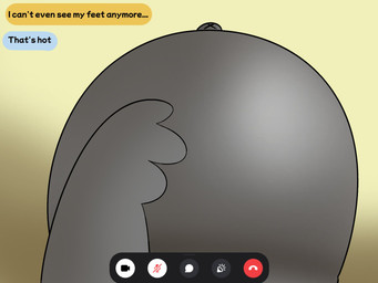 anthro belly belly_inflation big_belly first_person_view fur grey_body grey_fur hand_on_belly hand_on_own_belly huge_belly hyper hyper_belly hyper_inflation inflation male navel offscreen_character outie_navel solo talking_to_another text video_call bluffyloon06 mammal porcupine rodent 2026 4:3 digital_drawing_(artwork) digital_media_(artwork) english_text hi_res