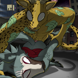 anal anal_penetration anthro audience being_watched clothed clothing crossdressing forced group looking_at_another makeup male male/male moon night outside penetration public rape sex trashbadger beastars legoshi_(beastars) melon_(beastars) antelope bovid canid canine canis felid gazelle hybrid leopard mammal pantherine wolf hi_res