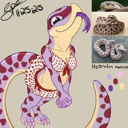 3_toes 4_fingers anthro big_eyes big_tail bottomwear breasts brown_background claws cleavage clothed clothing color_swatch countershade_face countershade_feet countershade_neck countershade_scales countershade_tail countershade_torso countershading digitigrade dutch_angle eyelashes feet female female_anthro finger_claws fingers forked_tongue front_view fully_clothed glistening glistening_eyes glistening_tongue hands_together heart_(marking) high-angle_view humanoid_hands interlocked_fingers long_tail looking_at_viewer looking_up looking_up_at_viewer markings medium_breasts midriff multicolored_body multicolored_scales navel pink_claws pink_eyes polka_dot_shirt polka_dot_skirt polka_dots purple_body purple_scales purple_tongue red_body red_markings red_scales scale_markings scales shirt simple_background skirt smile smiling_at_viewer snout solo spots spotted_body spotted_scales standing tail tapering_tail text thick_tail thick_thighs tied_shirt toe_claws toes tongue tongue_out topwear ventral_scales white_bottomwear white_clothing white_shirt white_skirt white_topwear wide_hips yellow_body yellow_countershading yellow_scales spe hog-nosed_snake reptile scalie snake western_hog-nosed_snake 1:1 2025 dated digital_drawing_(artwork) digital_media_(artwork) flat_colors hi_res procreate_(artwork) reference_image signature species_name