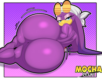 anthro beak big_butt blue_eyes butt clothing eyelashes eyewear eyewear_on_head female glistening glistening_butt headgear headkerchief headwear huge_butt kerchief lying nude on_side purple_body solo sunglasses sunglasses_on_head wearing_sunglasses wide_hips mocha-draws sega sonic_riders sonic_the_hedgehog_(series) wave_the_swallow avian bird hirundinid oscine passerine swallow_(bird) 2026 absurd_res hi_res